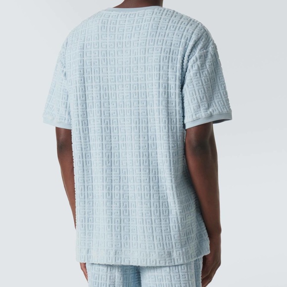 size 3XL Givenchy Terry 4G T-Shirt Blue Cotton Blend Jacquard - Picture 3 of 9